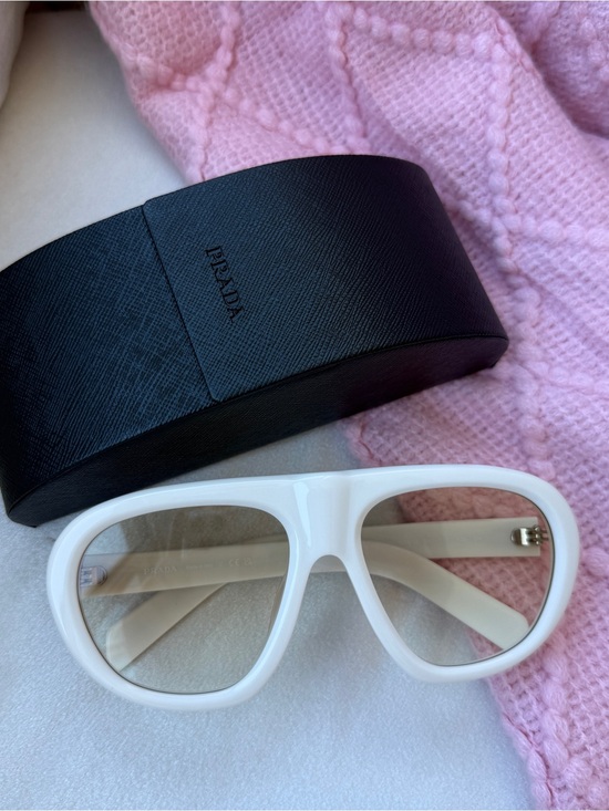 Prada Accessories - Prada White Oversized Shield Sunglasses
